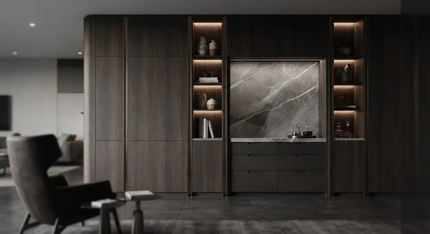 Bespoke architectural cabinetry and stonework