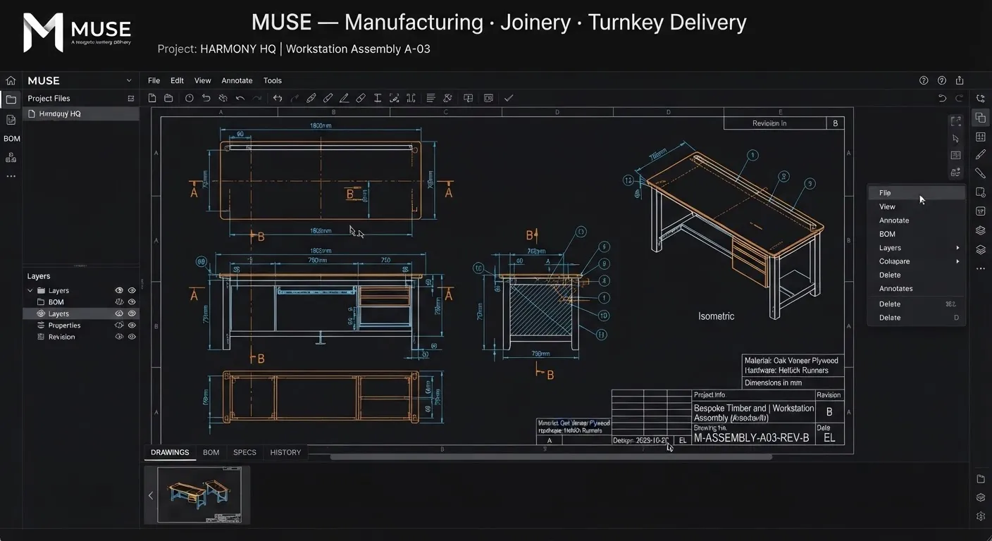 Technical engineering CAD and production drawings